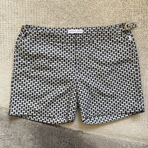 Orlebar Brown Black and White Geometric Swim Trunks
